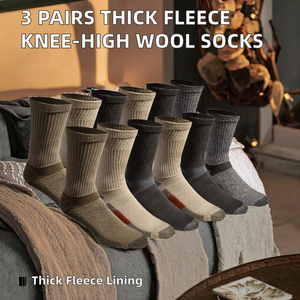 3 Pairs/Bag Men's Women's Fall/Winter Standard Regular Breathable Seamless Warm Solid No Show <b>Wool</b>/Nylon Body <b>Socks</b> Sehe - Product Image 2