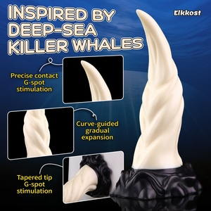 ELKKOST Dildo de silicona con forma de pene de ballena alienígena, curvo, de monstruo de fantasía, plug anal, juguetes sexuales anales para hombres y mujeres - Product Image 3
