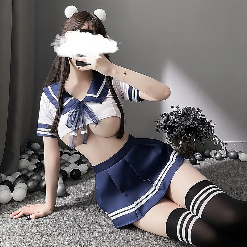 Ucuz Disfraz Mujer Sexi denizci takım 2 parça set erotik iç çamaşırı Cosplay japon okul kız üniforma yetişkin seksi kostümleri