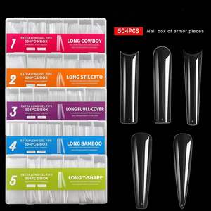 Professionnel 504 pièces/boîte Super Long tuyau d'eau ongles ballerine cercueil presse <span class=keywords><strong>sur</strong></span> les ongles couverture complète mat XXL <span class=keywords><strong>Capsule</strong></span> ongles Gel conseils - Product Image 1
