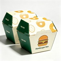 Boîtes en papier jetables pour hamburgers, frites, ailes de poulet frites, emballages pour en-cas à emporter, conteneurs pour la restauration rapide, boîte à hamburger rose à emporter