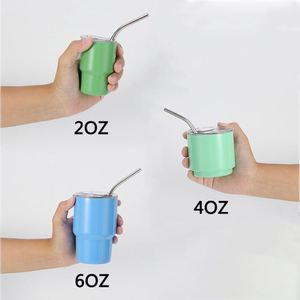 Tasse isotherme en acier inoxydable 2/4/6 oz, mini-gobelet à liqueur/espresso avec couvercle et paille, idéal pour les voyages et l'utilisation en voiture - Product Image 1