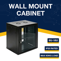 Gabinete de Red para Montaje en Pared KD Design de 19 Pulgadas, 6U 9U 12U 15U 18U, Rack de Servidor de Acero Resistente de 60 kg con Paneles Laterales con Cerradura