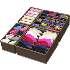 Lot de 4 organiseurs de tiroirs pour chaussettes et sous-vêtements, séparateurs pliables en tissu pour commodes et placards, et bacs de rangement pour vêtements de bébé - Product Image 1