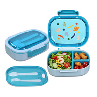 Boîte à lunch bento mignonne en plastique PP durable pour enfants avec 3 compartiments, étanche et compatible micro-ondes, sans BPA, matériau de qualité alimentaire