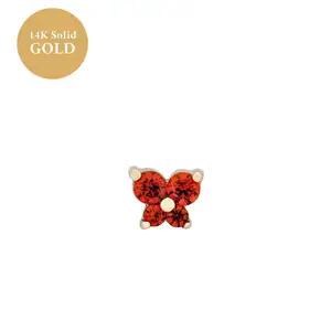 Bestone Birthstone Zirconia 14k Gold Plated Designer Butterfly Wholesale Stud Earrings Women