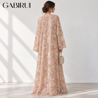 Ensemble kimono 2 pièces pour femmes musulmanes avec robe longue brodée de perles et robe intérieure, motif floral à paillettes, pour mariage, fête, EID