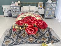 Couverture Raschel en stock pour parure de lit d'hiver personnalisé doux bon marché moyen-orient luxe fleurs imprimées