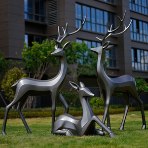 Escultura Abstracta de Ciervo en Fibra de Vidrio, Decoración de Jardín para Exteriores, Figura de Animal para Montar en el Suelo, Arte Animal - Product Image 2