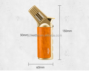 Briquet torche au butane rechargeable coupe-vent en alliage de zinc avec poignée en fibre de carbone pour cigares et camping en extérieur, flamme jet - Product Image 2