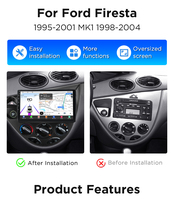 Junsun-Autoradio Android Qualcomm Chip pour Ford Fiesta 1995-2001 Focus Mk1 1998-2004 Apple CarPlay Stéréo 360 Caméra 1.8 Ghz
