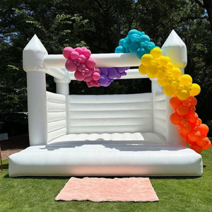 Château gonflable à double piste pour enfants, robuste, blanc, avec toboggan aquatique gonflable commercial extérieur et piscine à balles - Product Image 3