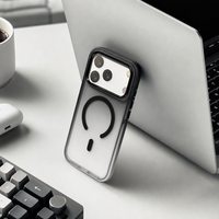 Étui de téléphone magnétique en acrylique dégradé avec support pour iPhone 15 Pro Max, finition givrée, protection antichoc de l'appareil photo, logo personnalisé