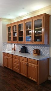 Armoires de <span class=keywords><strong>cuisine</strong></span> américaines en bois massif avec portes en verre vintage, rangement personnalisé pour la rénovation de toute la maison/villa - Product Image 6