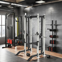ASM-A1001 Appareil de musculation commercial multifonction 3-en-1 : Smith Machine, Rack à Squat et Système de Poulies à Câble