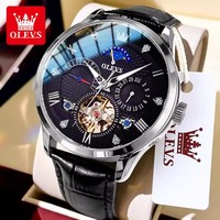 Olevs 6652 montres mécaniques automatiques de luxe mains lumineuses étanche Tourbillon squelette montres-bracelets pour hommes Montre Relojes
