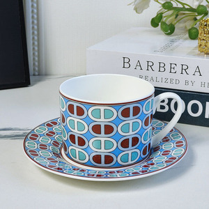 Luxury European Red and Blue Circle Bone China Coffee & <b>Tea</b> <b>Cup</b> & Saucer <b>Set</b> for Business Gifts - Product Image 2