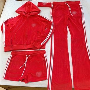 Ensemble de survêtement en <span class=keywords><strong>velours</strong></span> décontracté à rayures latérales pour femmes veste en <span class=keywords><strong>velours</strong></span> de haute qualité <span class=keywords><strong>pantalon</strong></span> de survêtement pour femmes ensemble 2 pièces vêtements pour femmes - Product Image 2