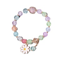 Nouveaux bracelets en cristal de verre à la mode, fleurs colorées pour le bricolage, style simple pour les étudiantes, filles, joli bracelet chaîne de bijoux