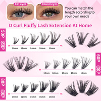 Faux cils DIY segmentés en fibres artificielles, cils épais mixtes, tige en coton noir, grands cils, fournisseur de cils