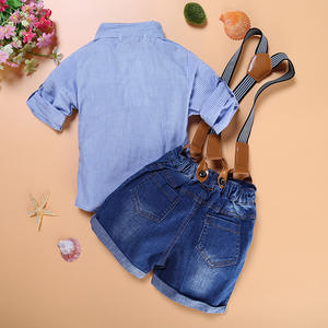 Ensemble de vêtements pour bébé garçon : combinaison pantalon à rayures d'été, vêtements pour bébé garçon fabriqués en usine - Product Image 2