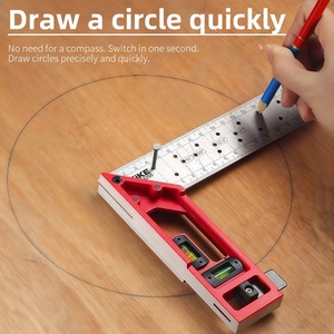 Règle de mesure multi-angles 90/45 degrés, outil manuel, <span class=keywords><strong>équerre</strong></span> <span class=keywords><strong>combinée</strong></span> avec trous pour le travail du bois - Product Image 2