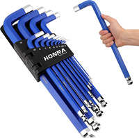 Juego de llaves de brazo largo de 13 piezas, juego de llaves hexagonales Sae Star Torx métricas, llave Allen con punta de bola