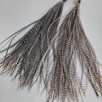 Vente en gros 10-12 "/25-30cm Plumes de selle naturelles Grizzly Coq Hackle pour extensions de cheveux attachant des mouches
