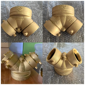 5 Anos de Garantia Todo Latão 4 ''(6'')X2 1/2 ''X2 1/2'' Siamese Connection Clapper Valve Produto de Combate a Incêndios FM UL Aprovação - Product Image 3