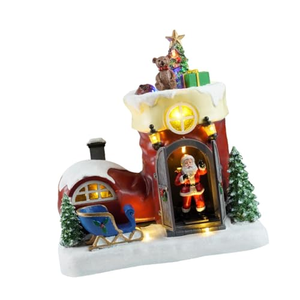 Bota Musical LED de 10 Pulgadas con Santa Claus Abriendo la Puerta y 8 Canciones, Decoración Navideña de Plástico, Regalo de Navidad 2026 - Product Image 4