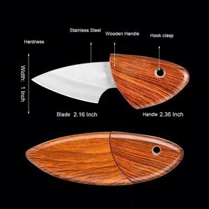 Couteau pliant portable avec manche en bois, petit couteau de poche EDC avec lame en acier inoxydable tranchante, parfait pour les tâches quotidiennes - Product Image 5