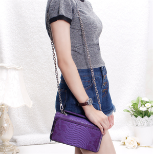 Gran oferta de cuero para mujer, cadenas con solapa, bolso cruzado, patrón de piel de serpiente, bolso de mano para mujer - Product Image 2