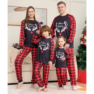 Conjunto de pijamas a juego de Navidad para niños y adultos, ropa de dormir familiar de ciervo y alce, novedad