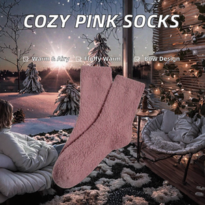 Chaussettes basses décontractées pour femmes en mélange de coton tricoté texturé jacquard à pois rose clair, vente en gros, personnalisables OEM - Product Image 2