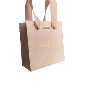 New <b>Gift</b> Paper Bag Handle <b>Ribbon</b> Shopping Bags With Logos Custom Offset Printing - Product Image 2