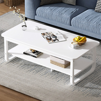 Table basse moderne au design unique en MDF noir/blanc/gris, 2 niveaux, gain de place, meubles de salon
