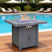 Table de foyer à gaz carrée en aluminium de 26 pouces avec brûleur de foyer de 45000 BTU