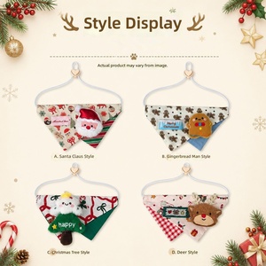 Bandana Triangulaire Festive pour Animaux de Compagnie, Accessoire de Cou Réglable et Élastique pour <span class=keywords><strong>Chats</strong></span> et Chiens <span class=keywords><strong>avec</strong></span> Ornements de Poupées 3D, Écharpe de Noël pour Animaux - Product Image 3