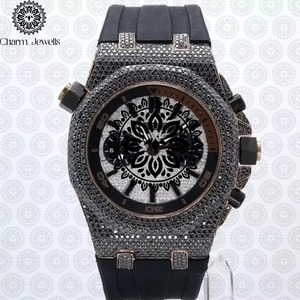 Montre de luxe en moissanite pour homme, fournisseur indien, haute qualité, entièrement sertie de diamants, disponible à un prix raisonnable. - Product Image 2