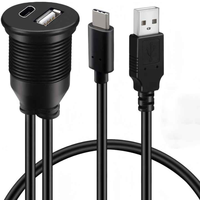 Câble USB 2.0 à double port vers Type C 3.1, coaxial, paire torsadée, gaine PVC, étanche, pour montage encastré sur tableau de bord de voiture