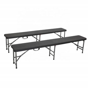 Banco Plegable de Plástico para Jardín, <span class=keywords><strong>Camping</strong></span> o <span class=keywords><strong>Bistro</strong></span>, de 6 Plazas, 180 cm, Color Negro, de Mimbre, Marca Manufacturer - Product Image 1