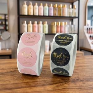 FX PVC Round Waterproof <b>Gold</b> <b>Foil</b> Adhesive Roll Stickers for Bottles Gift Boxes & Bags-Promotion Custom Round Sticker - Product Image 2