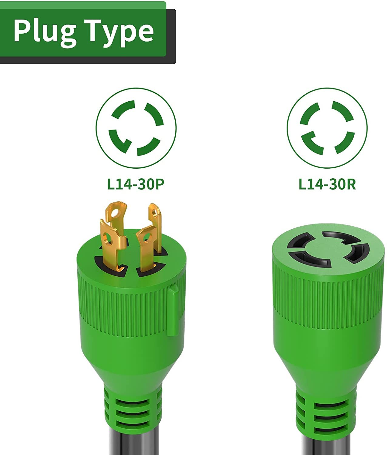 20 футов 30Amp генератор шнур, Доставка в течение 10-Heavy Duty Электрический силовой кабель с L14-30 блокировочных штекеров, 125V / 250V