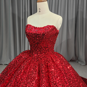 <b>Red</b> <b>Glitter</b> Crystal Sequins Ball Gown Quincenara Dresses Off the Shoulder Corset Sweet 16 Evening Dress 6663 - Product Image 3