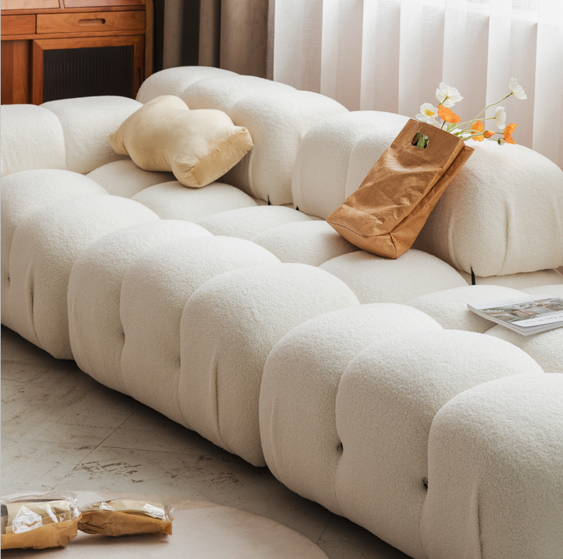 Modern New Design Cute Fabric Upholstery Sofa Set Comfortable Tufted  Modular Furniture Sofa