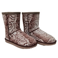 Mode haute qualité femmes hiver chaud antidérapant plat peau de serpent imprimé bottes de neige
