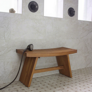 Solid Teak Wood Bathroom <b>Bench</b> Curved Saddle <b>Seat</b> Shower Stool Spa Restroom <b>Bench</b> - Product Image 3