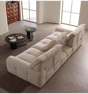 Modern Boucle Fabric Sectional <b>Sofa</b> With Tufted Back And Padded Arms For Living Room - Product Image 6