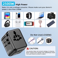 Worldplug PD 45W Adaptador de enchufe internacional eléctrico Enchufe Adaptador de corriente de viaje universal en todo el mundo Cargador con 2AC