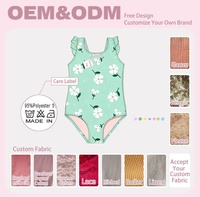 Maillots de bain une pièce personnalisés pour filles, à volants aux épaules, motif floral, protection UPF 50+, sans manches, OEM
